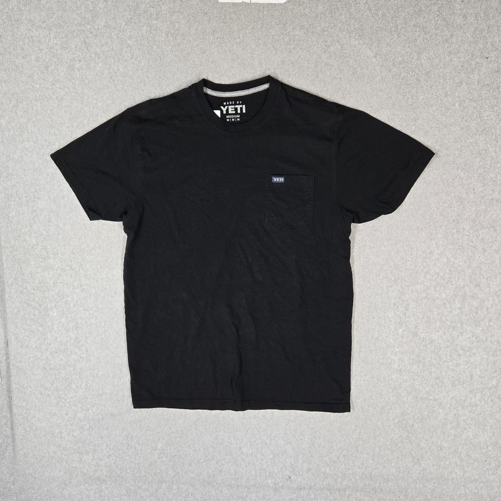 YETI Men Shirt MEDIUM Black Logo Short Sleeve Pockets